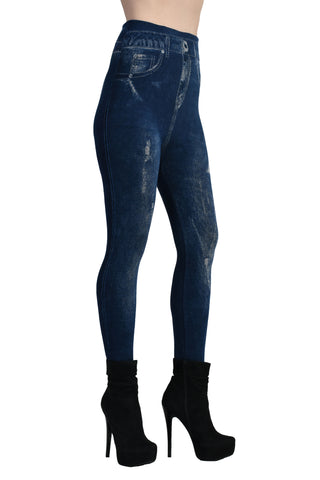 Cod B042 Colanti Blugi modelatori bleumarin cu rupturi